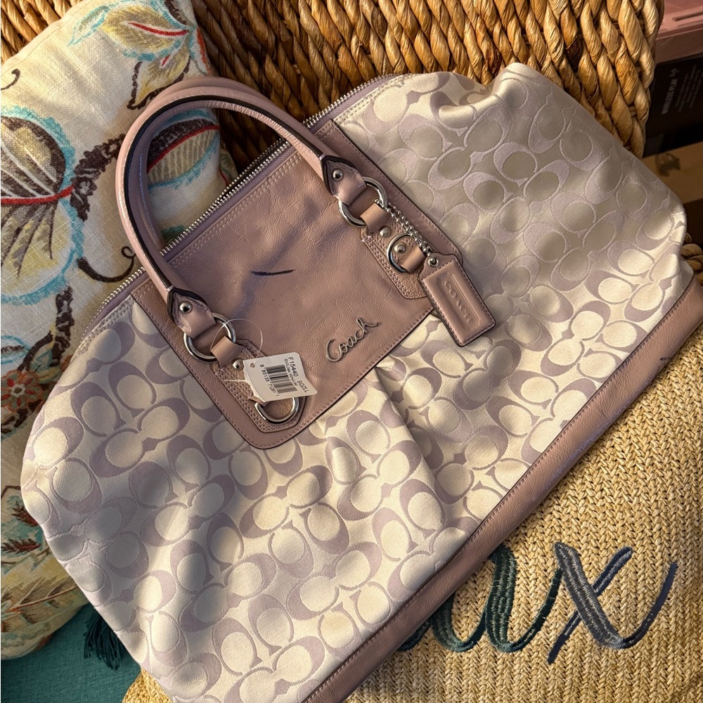 Coach Beige and Pink Travel Bag